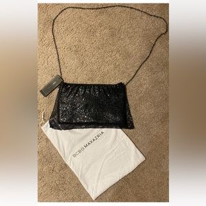 BCBGMAXAZRIA Abby Black Metallic Mesh Chain Purse NWT